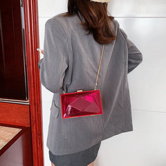Transparent Chain Shoulder Bag Women's Casual Clip Messenger Bag