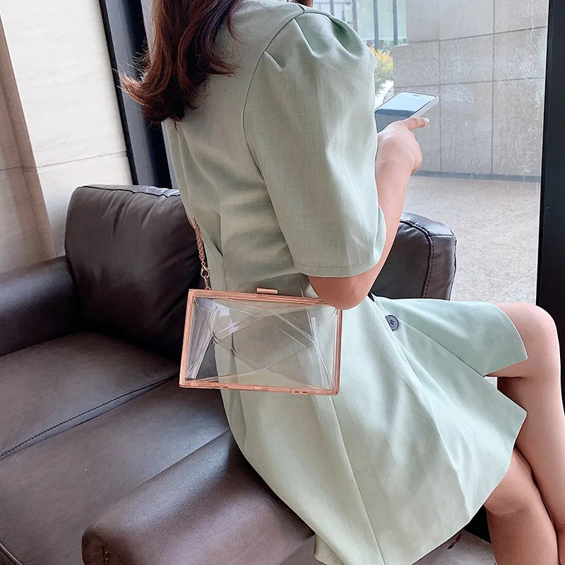 Transparent Chain Shoulder Bag Women's Casual Clip Messenger Bag
