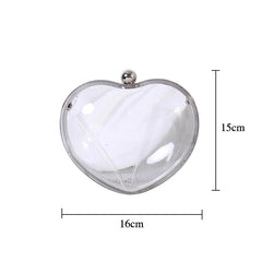 Heart Shape Acrylic Evening Bag Silver Chain Shoulder Bag Purses And Handbags