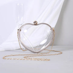 Heart Shape Acrylic Evening Bag Silver Chain Shoulder Bag Purses And Handbags