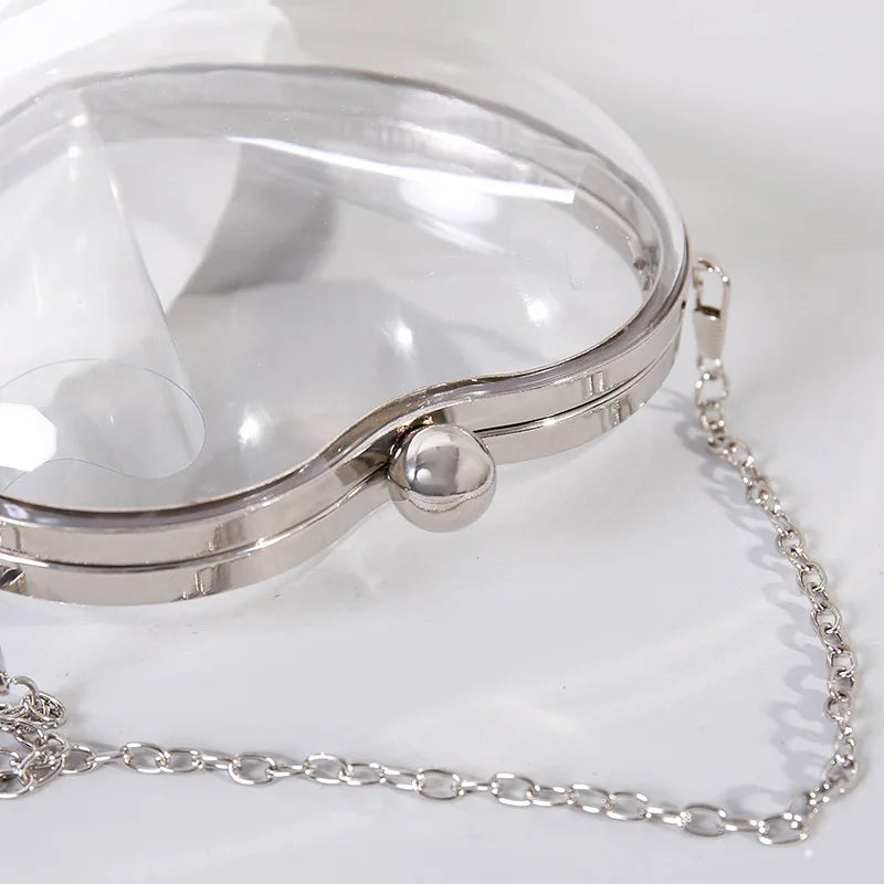 Heart Shape Acrylic Evening Bag Silver Chain Shoulder Bag Purses And Handbags