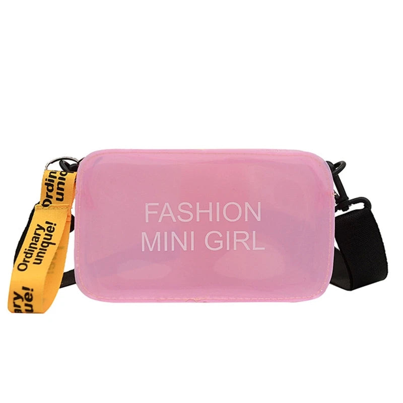 Women's Transparent Crossbody Bag Letter Jelly Mini Shoulder Tote Bag