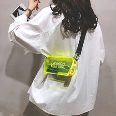 Women's Transparent Crossbody Bag Letter Jelly Mini Shoulder Tote Bag