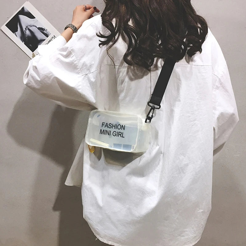 Women's Transparent Crossbody Bag Letter Jelly Mini Shoulder Tote Bag