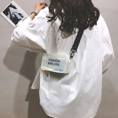 Women's Transparent Crossbody Bag Letter Jelly Mini Shoulder Tote Bag
