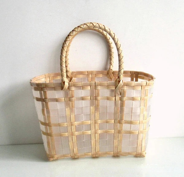 Transparent Women's Handbag Plastic Woven Beach Tote Bag