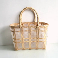 Transparent Women's Handbag Plastic Woven Beach Tote Bag