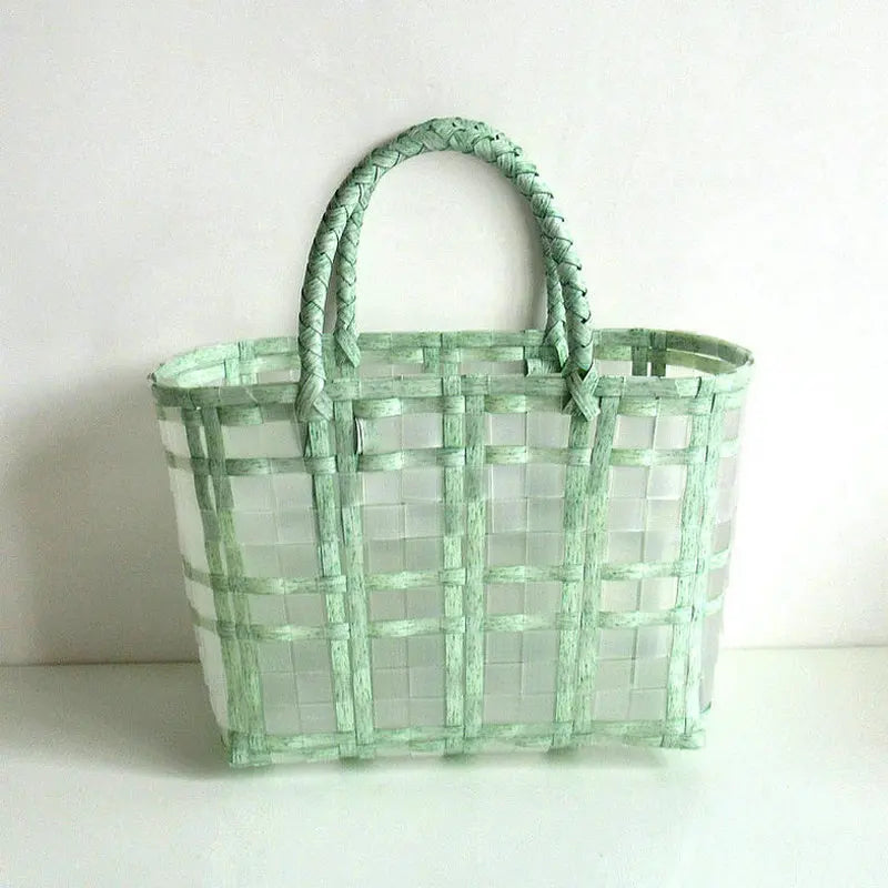Transparent Women's Handbag Plastic Woven Beach Tote Bag