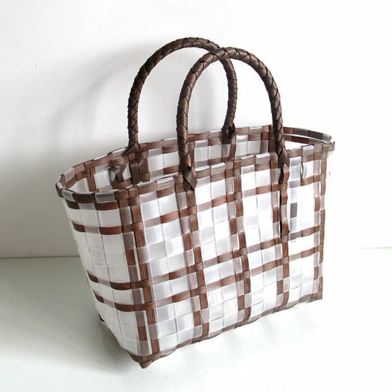Transparent Women's Handbag Plastic Woven Beach Tote Bag