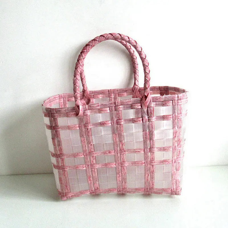 Transparent Women's Handbag Plastic Woven Beach Tote Bag