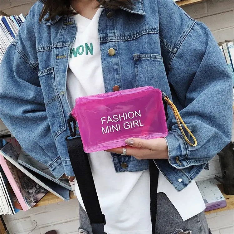 Transparent Laser Crossbody Bag Candy Letter Wild PVC Jelly Small Tote Bag