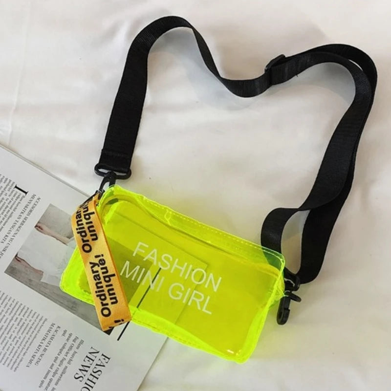 Transparent Laser Crossbody Bag for Women Candy Letter Mini Shoulder Messenger