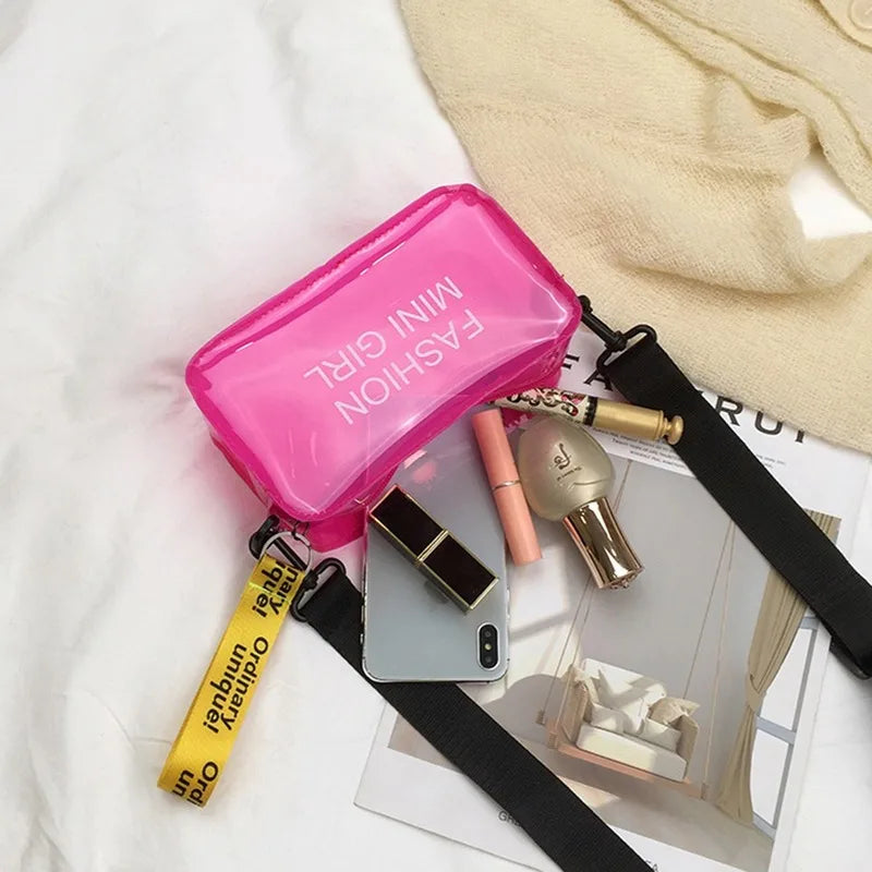 Transparent Laser Crossbody Bag Candy Letter Wild PVC Jelly Small Tote Bag