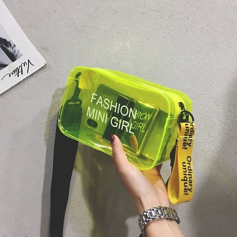 Transparent Laser Crossbody Bag for Women Candy Letter Mini Shoulder Messenger