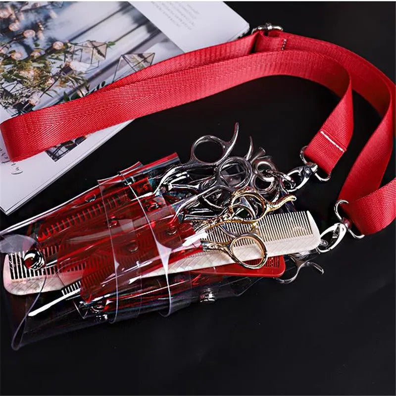 7-Pocket PVC Hair Scissors Bag Barber Pouch