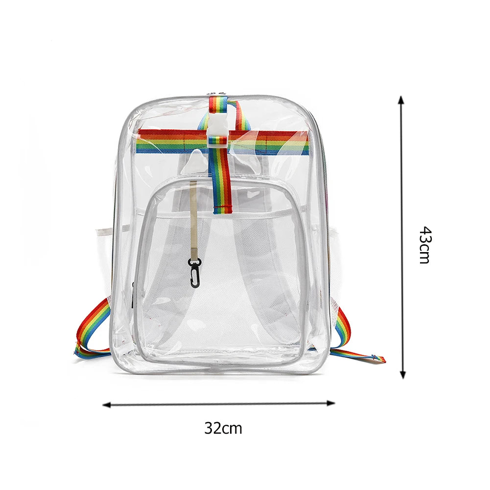 Transparent PVC School Bookbags Student Ladies Girls Beach Travel Bag