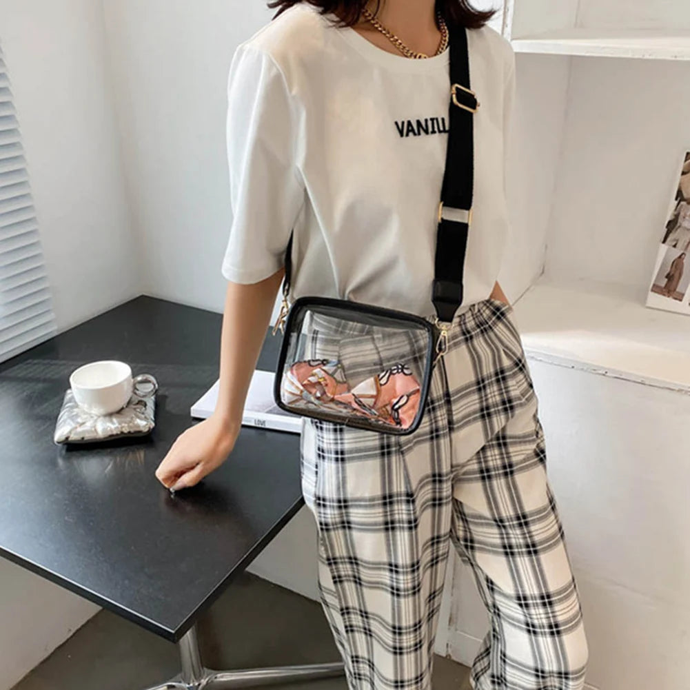 Transparent PVC Square Outdoor Phone Bag with Shoulder Strap