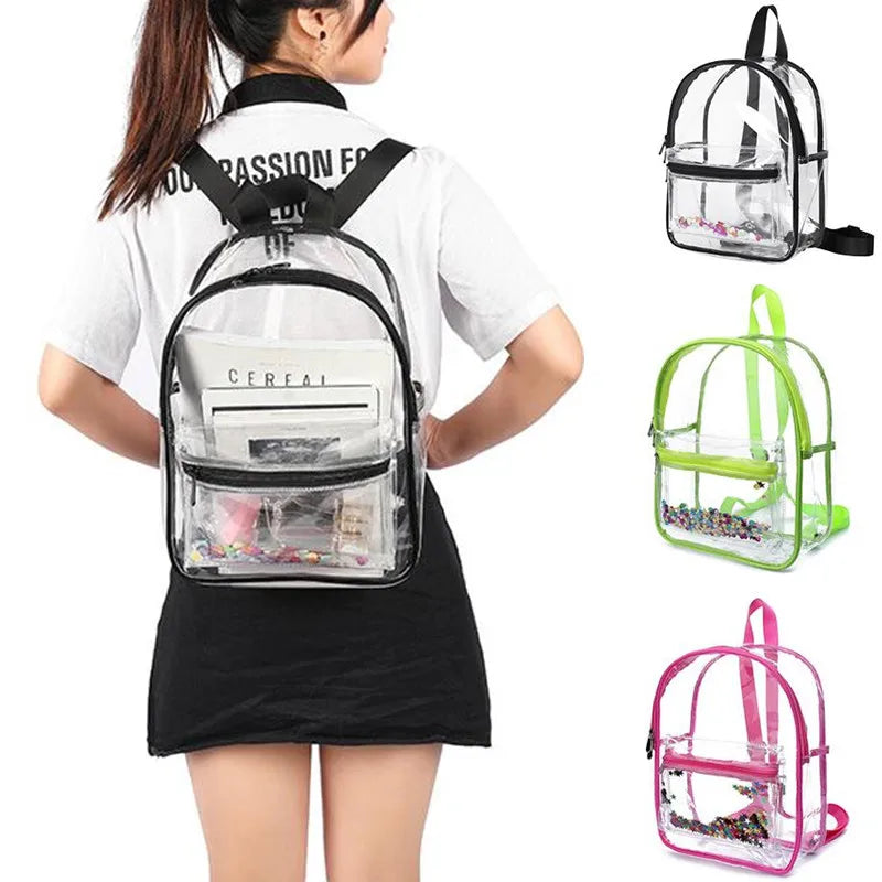 Clear PVC Women Backpack Waterproof Outdoor Shoulder Bag