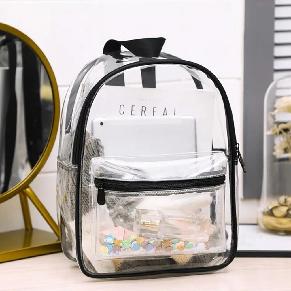 Clear PVC Women Backpack Waterproof Outdoor Shoulder Bag