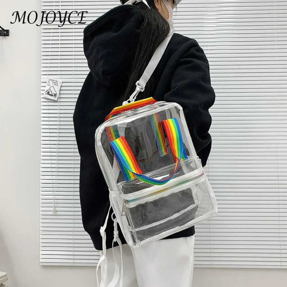 Transparent PVC Women Backpacks Waterproof Book Schoolbags Rucksack