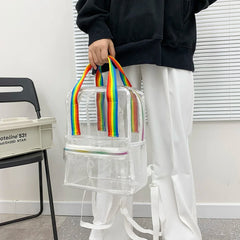 Transparent PVC Women Backpacks Waterproof Book Schoolbags Rucksack