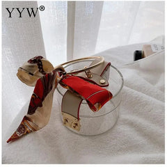 Transparent Plastic Ring Handle Women Handbag Clutch Bag Evening Bag