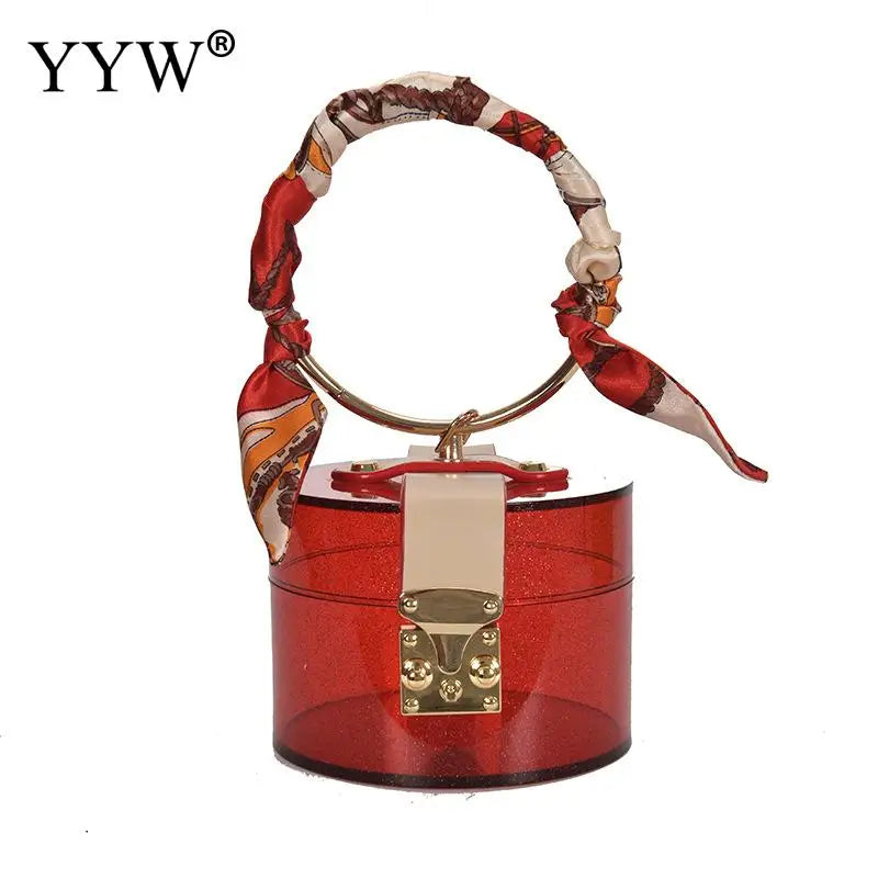 Transparent Plastic Ring Handle Women Handbag Clutch Bag Evening Bag