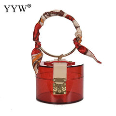 Transparent Plastic Ring Handle Women Handbag Clutch Bag Evening Bag