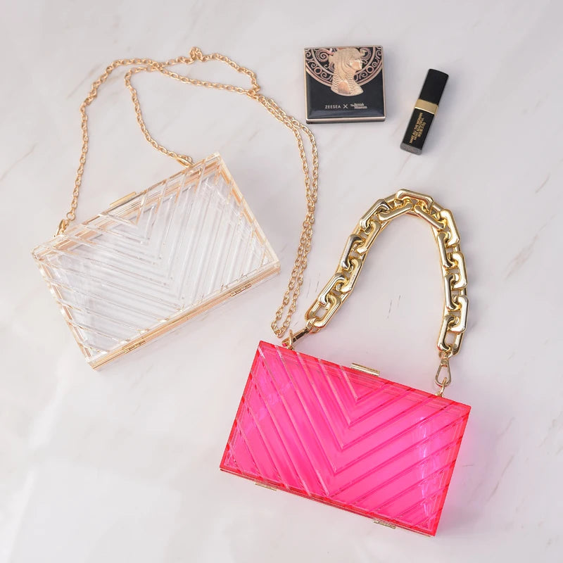 Purple Acrylic Shoulder Bag Women's Evening Clutch Crossbody Wedding Wallet