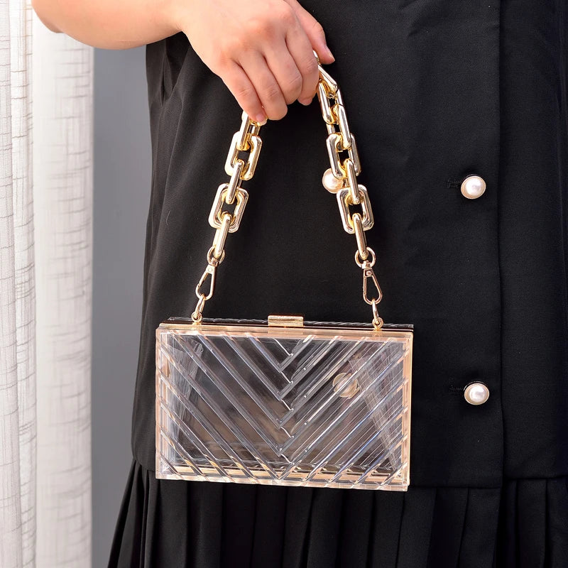 Purple Acrylic Shoulder Bag Women's Evening Clutch Crossbody Wedding Wallet