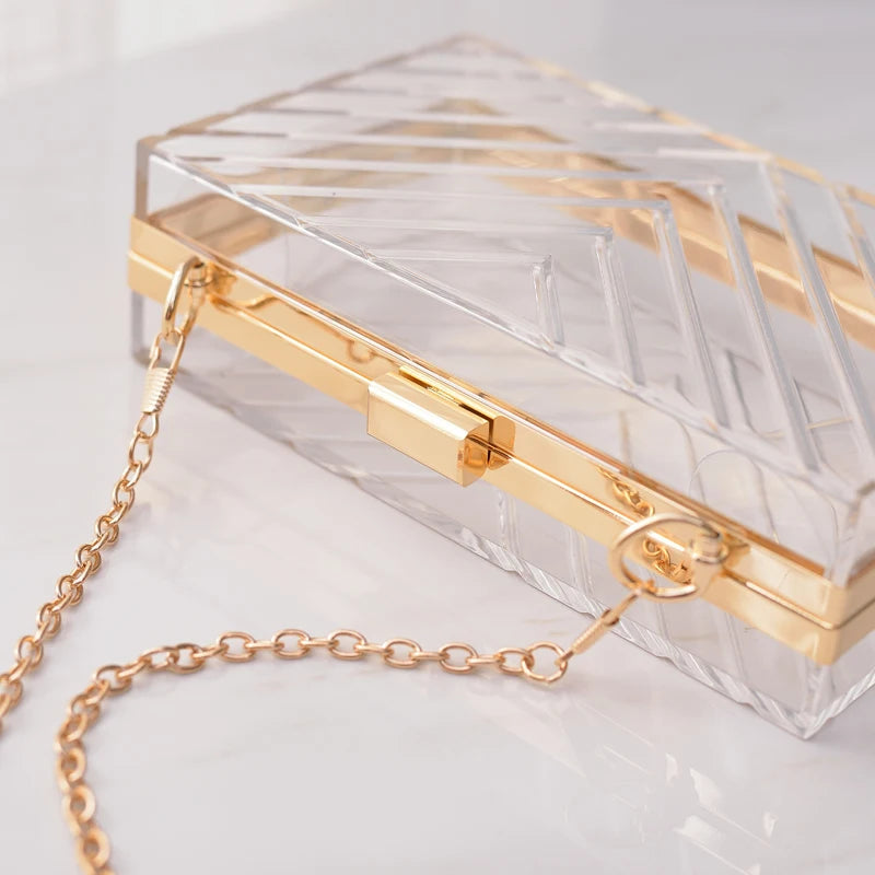 Purple Acrylic Shoulder Bag Women's Evening Clutch Crossbody Wedding Wallet