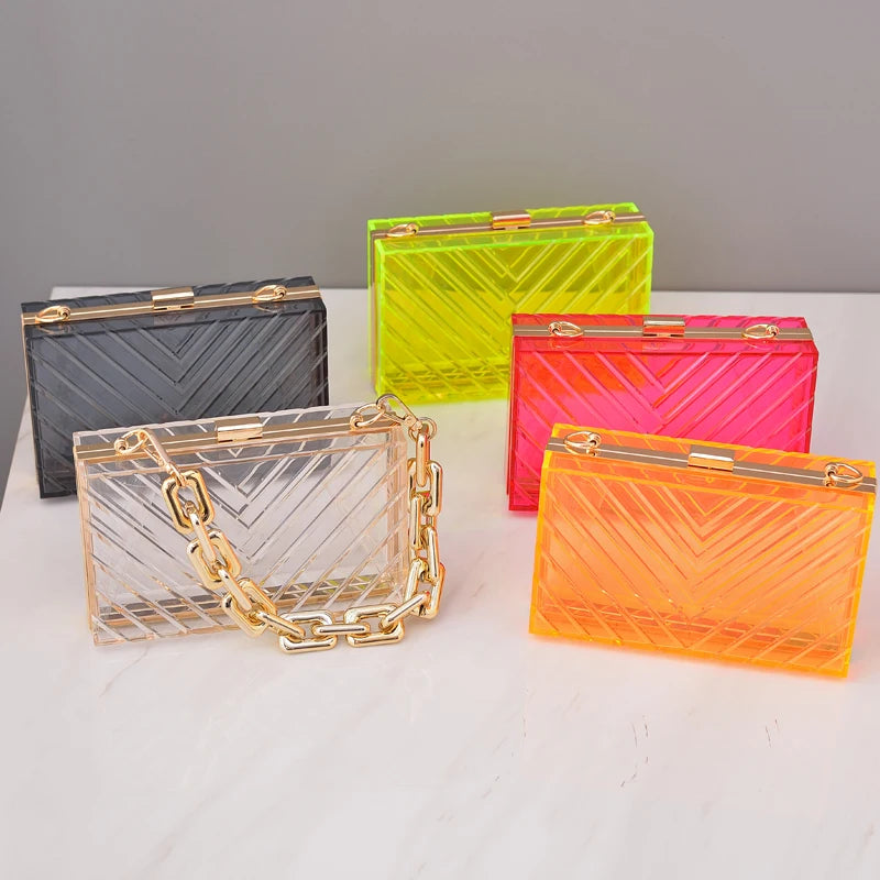 Purple Acrylic Shoulder Bag Women's Evening Clutch Crossbody Wedding Wallet