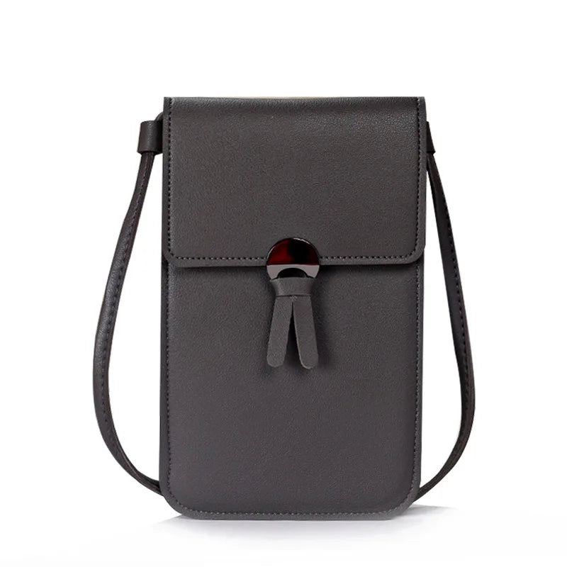 Transparent Touch Screen Retro Mobile Phone Bag Women PU Chain Messenger Bags