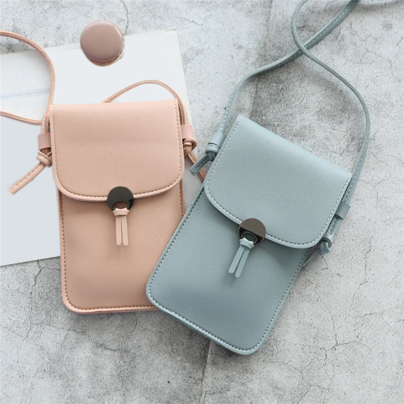 Transparent Touch Screen Retro Mobile Phone Bag Women PU Chain Messenger Bags