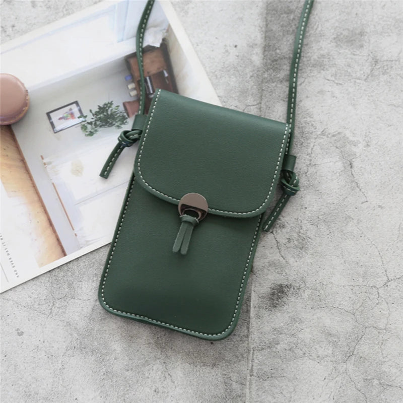 Transparent Touch Screen Retro Mobile Phone Bag Women PU Chain Messenger Bags