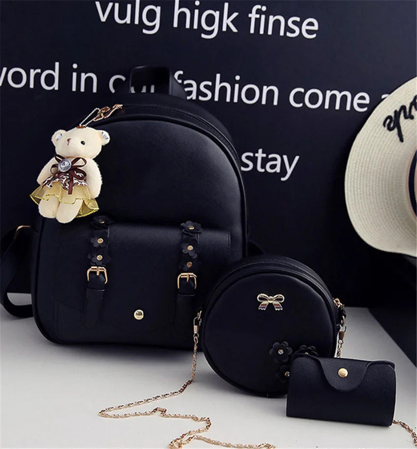 Travel Backpack Casual Backpack Woman High Leather Bags Sets Girls Bags Backpack