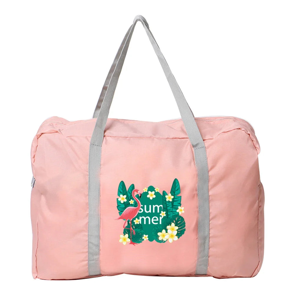 Flamingo Print Travel Handbag Camping Organizer Zipper Bag