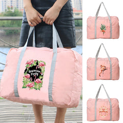 Flamingo Print Travel Handbag Camping Organizer Zipper Bag
