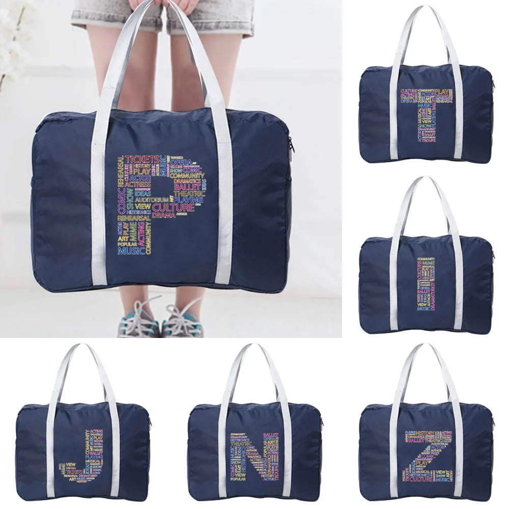 Foldable Duffle Bag 26 Letter Name Printed Luggage Bag