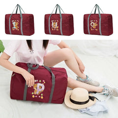 Unisex Foldable Duffle Bag Bear Letter Pattern Large Capacity Travel Bag