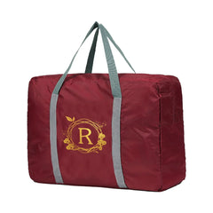 Foldable Travel Bag Large Capacity Portable Luggage Wreath Letter Name Pattern