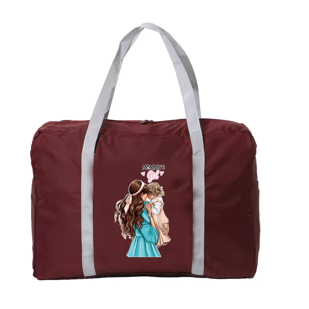 Mom Series Print Travel Bag Foldable Handbags Organizers Large Capacity