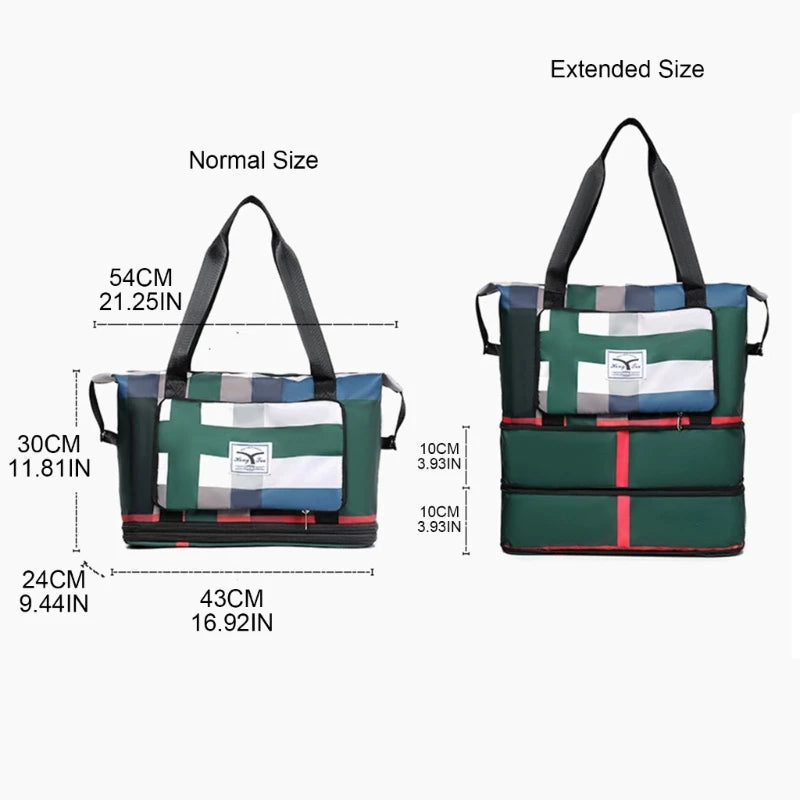 Women's Travel Bag Weekender Overnight Shoulder Gym Tote Wet Dry Separation