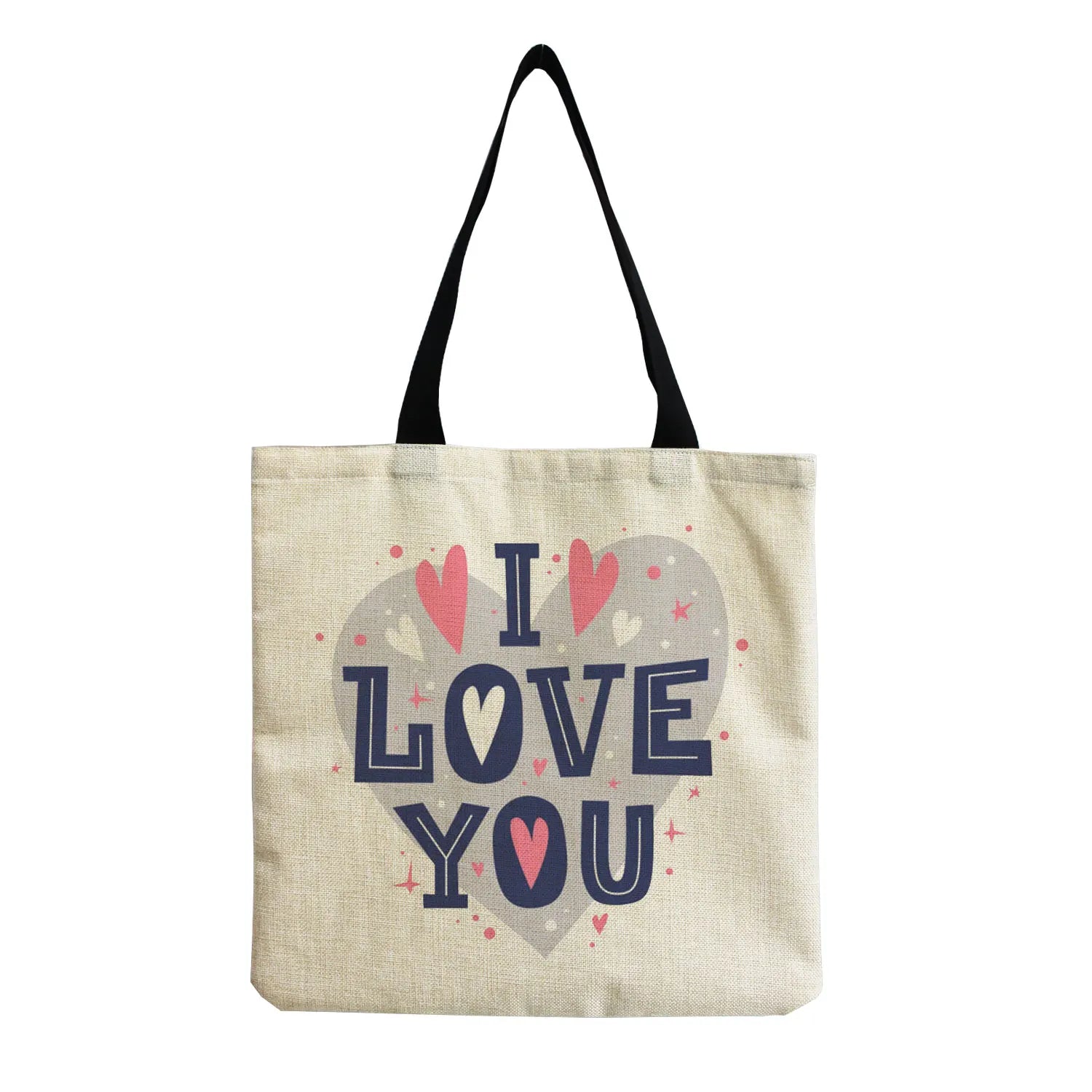 Love Heart Print Beach Bag Portable Handbag Eco Friendly Tote Bag