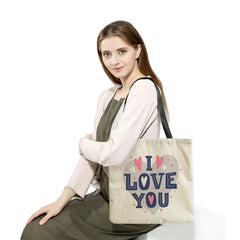 Love Heart Print Beach Bag Portable Handbag Eco Friendly Tote Bag