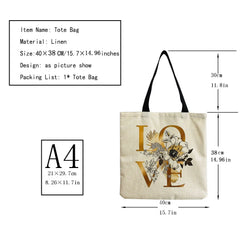 Love Heart Print Beach Bag Portable Handbag Eco Friendly Tote Bag