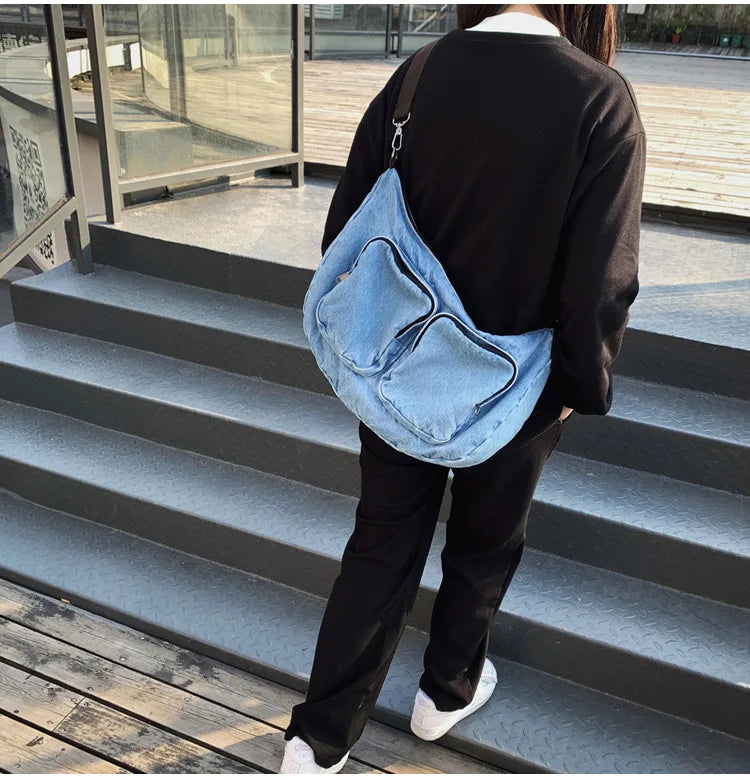 Travel Denim Shoulder Bag Women Handbags Large Capacity Shopping Bag