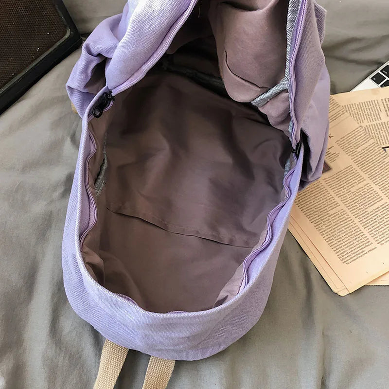 Canvas Travel Backpack for Teen Girls Schoolbags