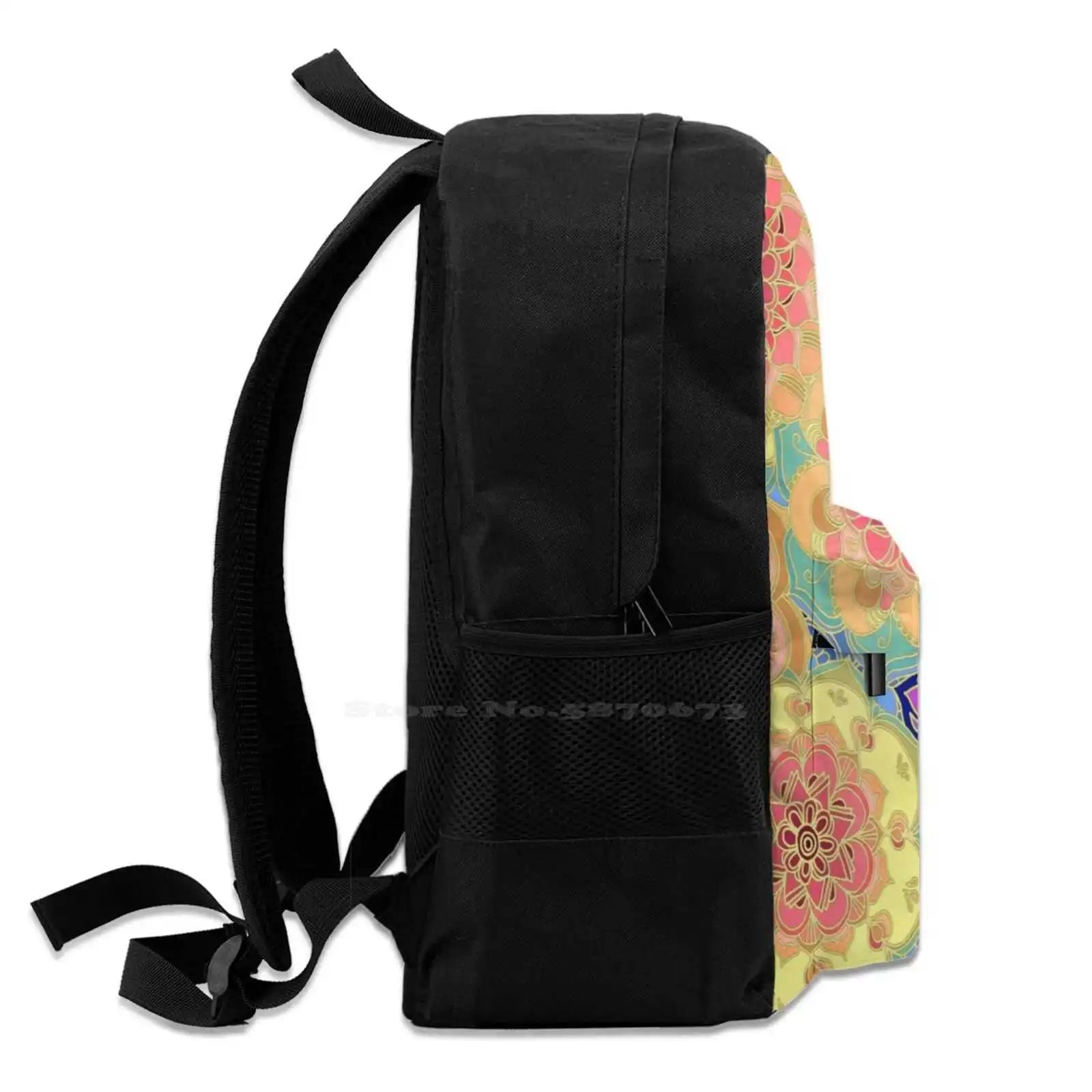 Travel Laptop Bagpack Bags Doodle Yellow Red Orange Green Purple Plum Outlines