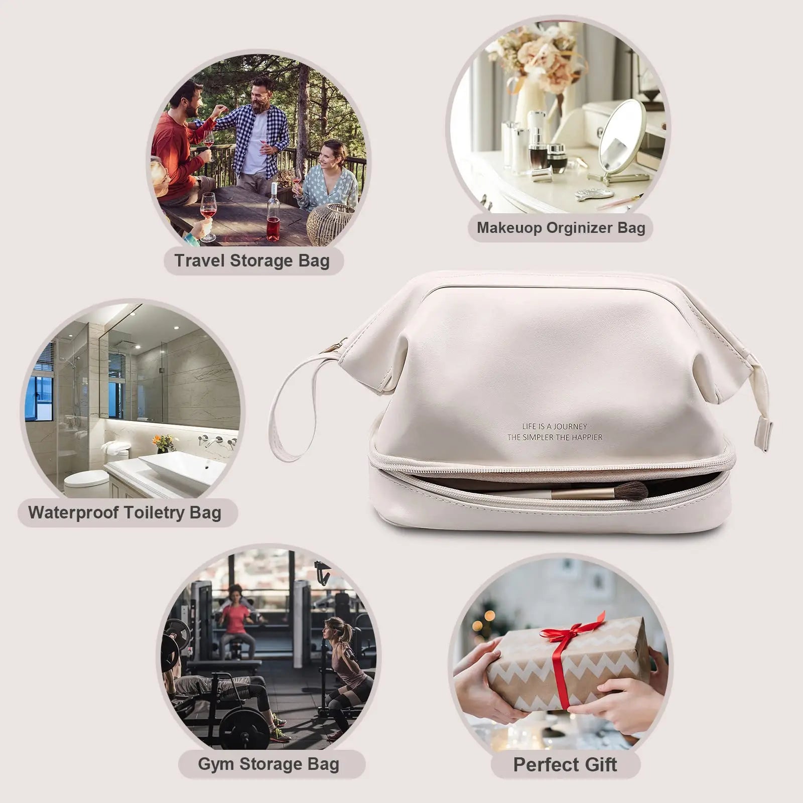 Large Double Layer Cosmetic Bag Waterproof Makeup Bag Women Toiletry Bag